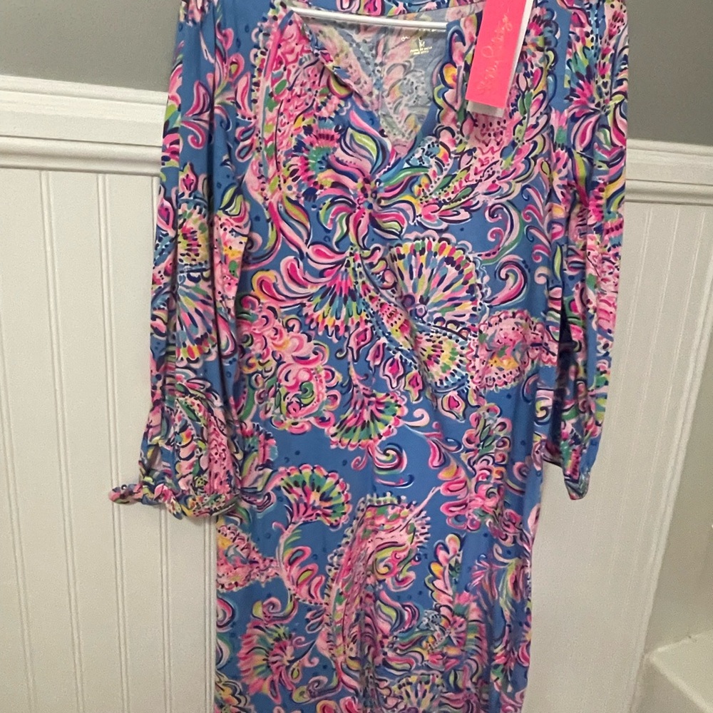 Lilly Pulitzer Blue and Pink Long Sleeve Dress